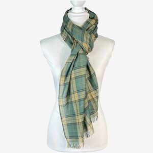 Woolrich green yellow plaid scarf lightweight - Unisex